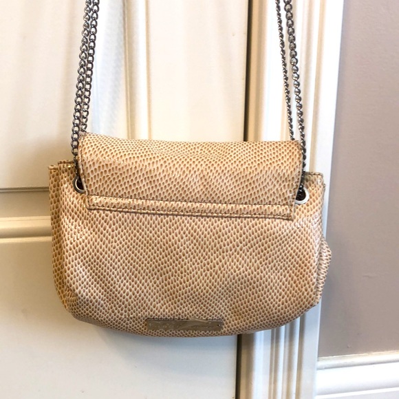 BCBGeneration ivory & tan snake faux leather accordion crossbody bag- NEW - Picture 8 of 8